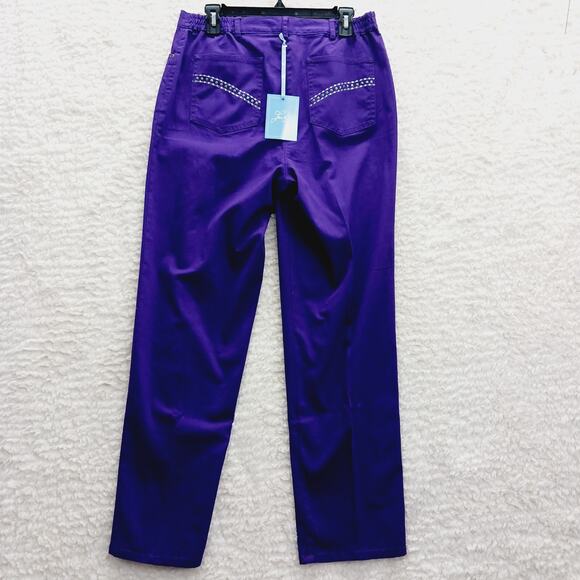 Jeans Women Size 8 Straight Leg Purple Silver Studded Casual Vibe 5 Pocket NWT - Picture 2 of 16